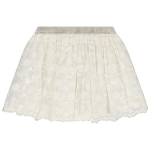 Falda corta de tul con flores bordadas para niña bebé 