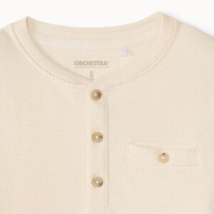 Camiseta de manga larga de punto nido de abeja con cuello tunecino para niño  Main Camiseta de manga larga de punto nido de abeja con cuello tunecino para niño