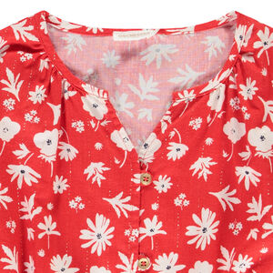 Blusa en twill brillante estampada de flores para niña  Main Blusa en twill brillante estampada de flores para niña