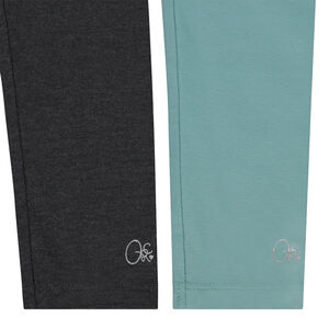Pack de 2 leggings lisos con estampado de foil para niña 