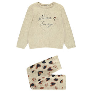 Pijama de 2 piezas de punto con bordado para niña  Main Pijama de 2 piezas de punto con bordado para niña