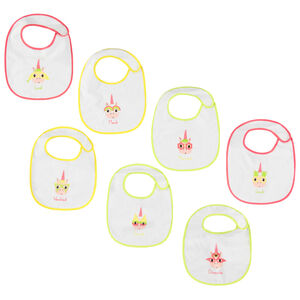 Pack de 7 baberos de rizo con estampado de unicornio 