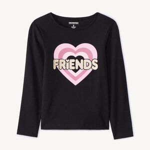Camiseta de manga larga con estampado fantasía y detalles brillantes para niña  Main Camiseta de manga larga con estampado fantasía y detalles brillantes para niña