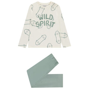 Conjunto de pijama largo de punto estampado de patines para niño 