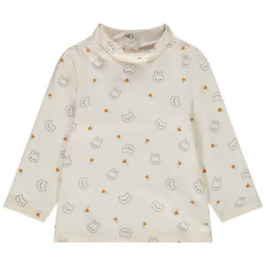 Camiseta interior de cuello vuelto de punto estampada para bebé niña Main Camiseta interior de cuello vuelto de punto estampada para bebé niña