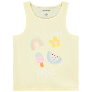 Camiseta sin mangas con parches de ganchillo para niña  Main Camiseta sin mangas con parches de ganchillo para niña