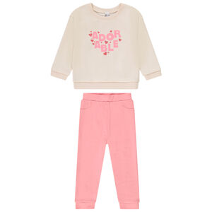 Conjunto jogging de felpa con estampado de corazones para bebé niña 