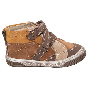 Botines de cuero con velcro cruzado 