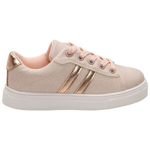 Zapatillas de lona iridiscentes con suela con volumen y bandas brillantes 