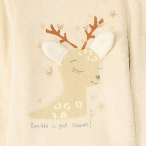 Conjunto de pijama de 3 piezas con reno fantasía y antifaz para niña 