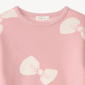 Pull manches longues semi-oversize motif nœud pour fille  Main Pull manches longues semi-oversize motif nœud pour fille