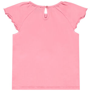 Camiseta de manga corta con flor de ganchillo niña 