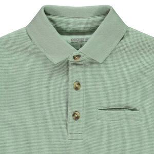 Polo de manga larga liso de punto nido de abeja para niño 