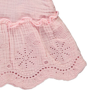 Túnica de manga larga en gasa de algodón bordada para bebé niña 