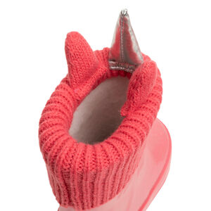 Botas de lluvia brillantes para niña con cuello de punto y diseño de unicornio 