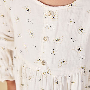 Ropa de bebé niña con mangas largas de gasa estampada 