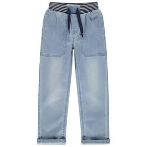 Vaqueros rectos con cintura elástica y rayas para niño 