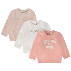 Lote de 3 sudaderas de felpa con estampado para bebé niña 