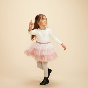 Robe effet 2 en 1 avec jupon en tulle pour bébé fille 