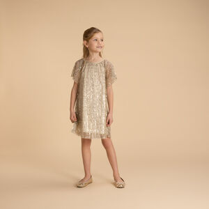 Vestido de ceremonia con lentejuelas doradas para niña  Main Vestido de ceremonia con lentejuelas doradas para niña