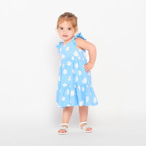 Vestido de punto cloqué con estampado de flores para bebé niña 