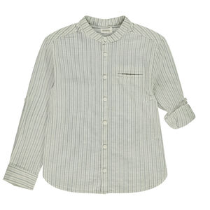 Camisa de manga larga remangable y rayada para niño 