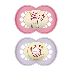 Pack 2 chupetes látex Original Night 6M+ niña (modelo aleatorio) 