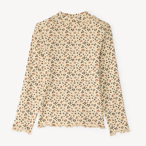Jersey de cuello alto para niña con estampado de leopardo 