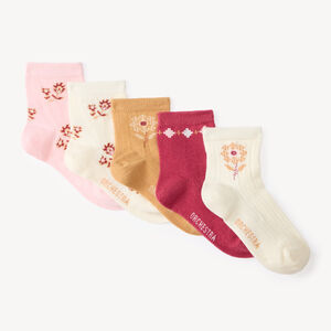 Lote de 5 calcetines para niña con estampados florales 