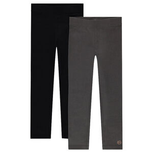 Juego de 2 leggings de punto con logo estampado 
