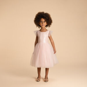 Vestido de manga corta de tul y lentejuelas para niña  Main Vestido de manga corta de tul y lentejuelas para niña