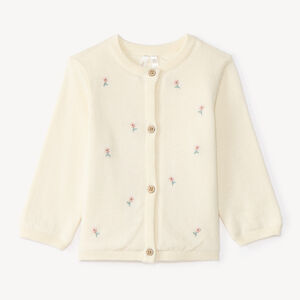Chaleco de punto para niña con flores bordadas 