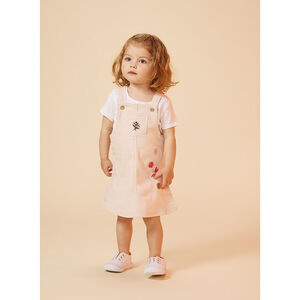 Vestido de denim con bordados de flores para bebé niña 