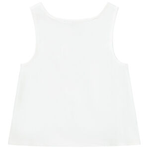 Camiseta sin mangas de jersey con detalles de croché niña 