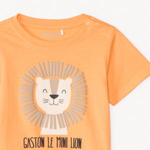 Camiseta de manga corta con estampado de león para bebé niño. 