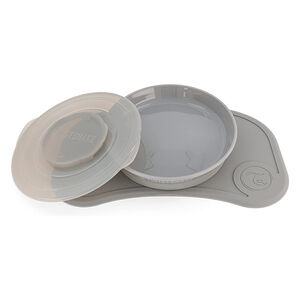 Set bandeja Click Mat Mini + Plato 6+ meses - Gris Pastel 