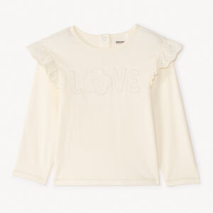 Camiseta de manga larga con detalle de bordado inglés para niña. 