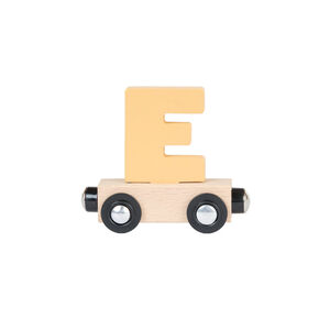 Wagon de madera letra "E" - amarillo 
