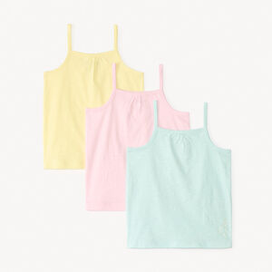 Lote de 3 camisetas sin mangas lisas de tirantes finos para niña bebé. 