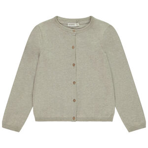 Chaqueta de punto lisa con botones con purpurina para niña 