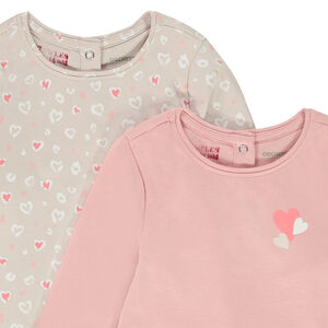 Pack de 2 camisetas de manga larga de jersey para bebé niña 