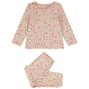 Pijama 2 piezas pigüinos y corazones 