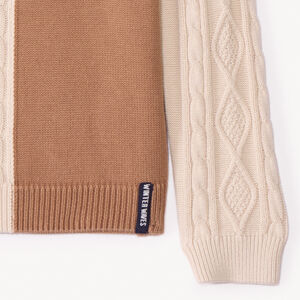 Pull manches longues tricolore en tricot torsade pour garçon   Main Pull manches longues tricolore en tricot torsade pour garçon