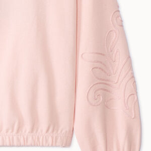 Sudadera de felpa lisa con cordones en las mangas para niña 