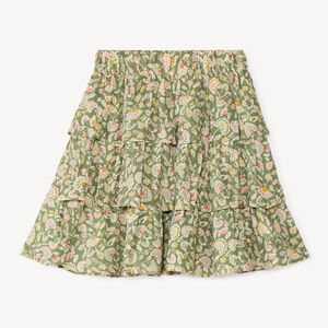 Falda con volantes efecto arrugado y estampado floral para niña 