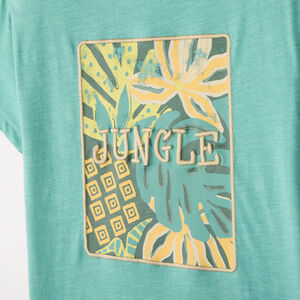 Camiseta de manga corta con estampado tropical fantasía para niño 