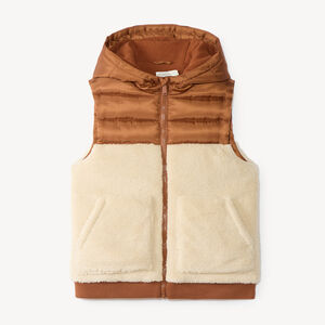 Chaleco de sherpa sin mangas con capucha para niño 
