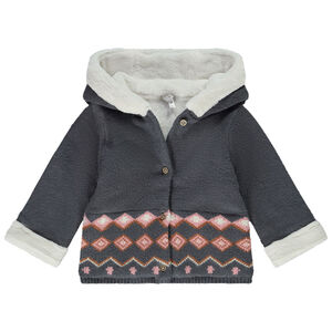 Chaqueta forrada de sherpa en punto jacquard para niña 