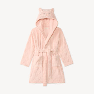 Robe de chambre fille en sherpa à capuche motifs cœurs 