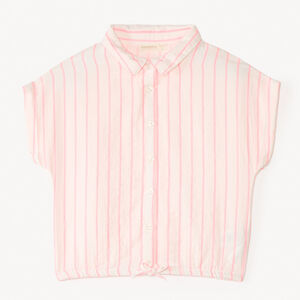 Camisa de manga corta de tela a rayas para niña 